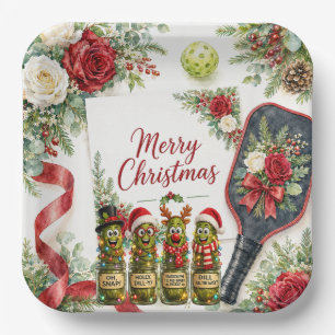 Pickleball Christmas themed Paper Plates
