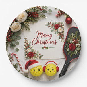 Pickleball Christmas themed Paper Plates