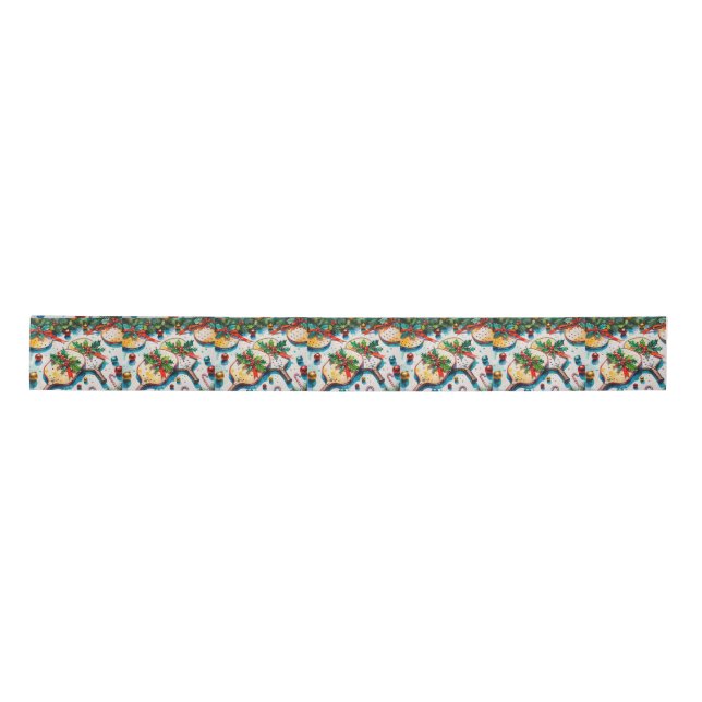 Pickleball Christmas themed Satin Ribbon (Front)