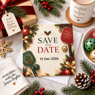 Pickleball Christmas themed Save The Date