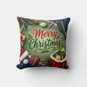 Pickleball Christmas themed Throw Pillow