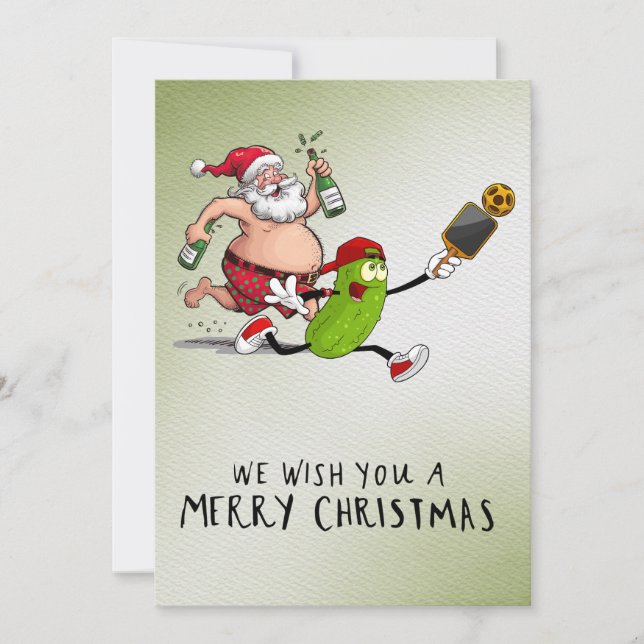 Pickleball Christmas themed with Santa Claus Holiday Card (Front)
