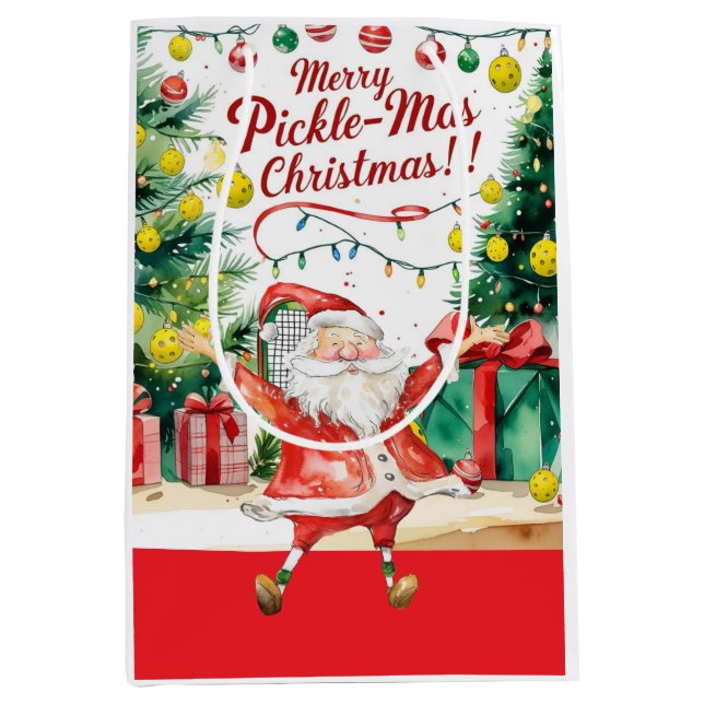 Pickleball Christmas themed with Santa Claus Medium Gift Bag (Front)