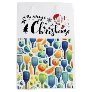 Pickleball Christmas themed with Santa Claus Medium Gift Bag