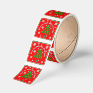 Pickleball Christmas Tree Deck the Halls Red Green Square Sticker