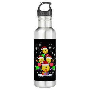 Pickleball Christmas Tree Santa Pickleball Lights Stainless Steel Water Bottle