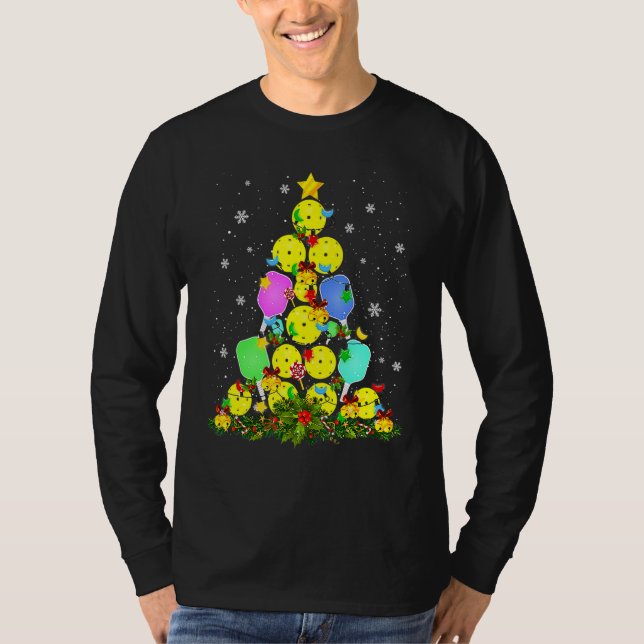 Pickleball Christmas Tree Santa Pickleball X Mas L T-Shirt (Front)