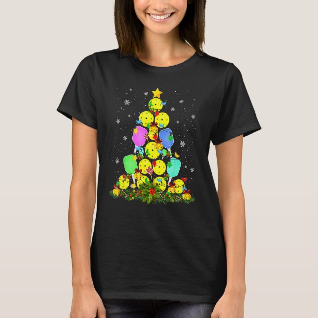 Pickleball Christmas Tree Santa Pickleball X Mas L T-Shirt (Front)