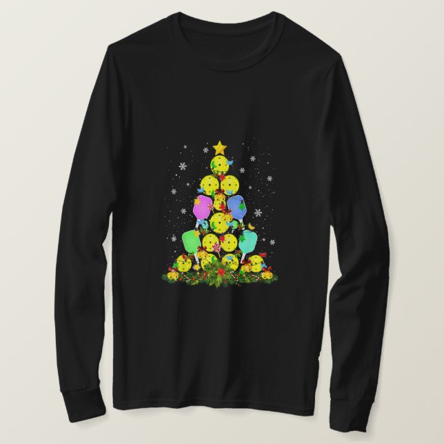 Pickleball Christmas Tree Santa Pickleball X Mas L T-Shirt (Design Front)