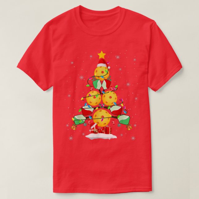 Pickleball Christmas Tree Santa Pickleball Xmas Li T-Shirt (Design Front)
