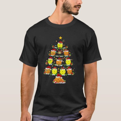 Pickleball Christmas Tree Xmas Pajamas T_Shirt