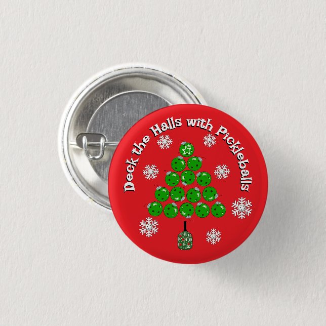 Pickleball Christmas Tree Xmas Party Personalized Button (Front & Back)