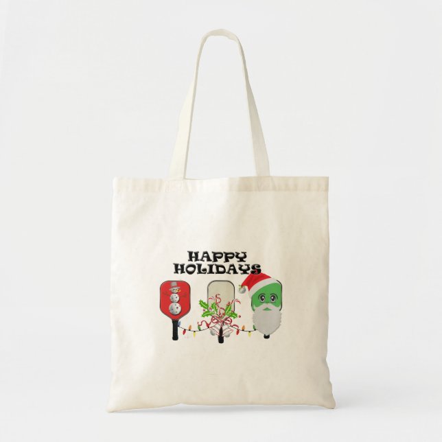 pickleball christmas trio tote bag (Front)