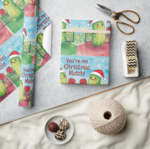 Pickleball  Christmas with Santa themed on Match Wrapping Paper