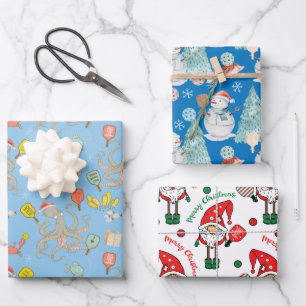 Pickleball Christmas Wrapping Paper Sheets