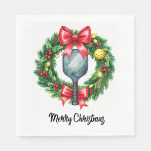 Pickleball Christmas Wreath Napkins
