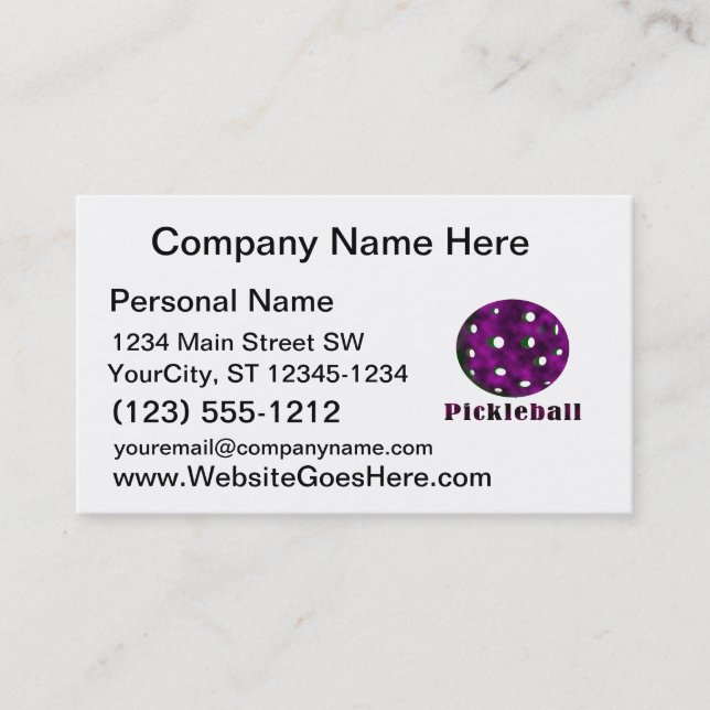 pickleball clouded purple text n ball .png business card (Front)