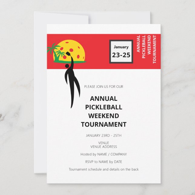 Pickleball Club Company Tournament Weekend Event Invitation (Front)