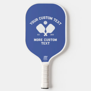 Pickleball Club Logo Player Name Personalized Blue Paddle