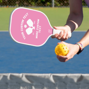 Pickleball Club Logo Player Name Personalized Pink Paddle