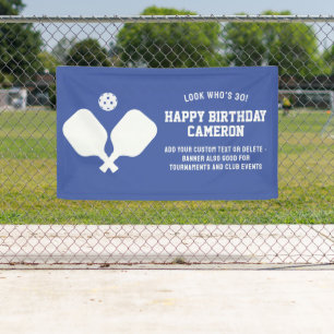 Pickleball Club Party Paddles Blue White Custom Banner