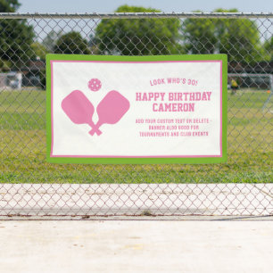 Pickleball Club Party Paddles Pink Green Custom Banner