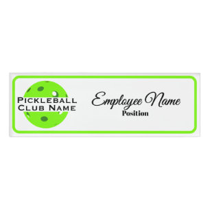 Pickleball Club Personalized Staff Green Ball Name Tag