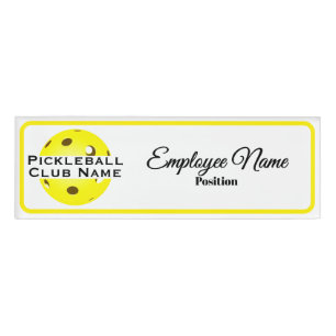 Pickleball Club Personalized Staff Yellow Ball Name Tag