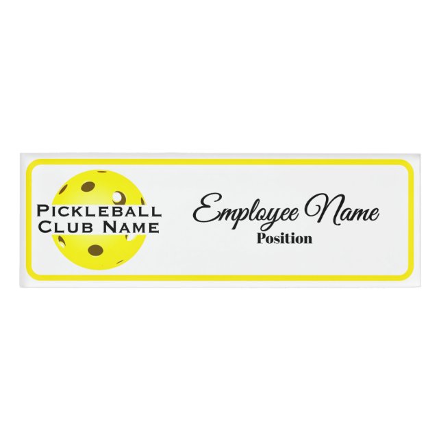 Pickleball Club Personalized Staff Yellow Ball Name Tag (Front)