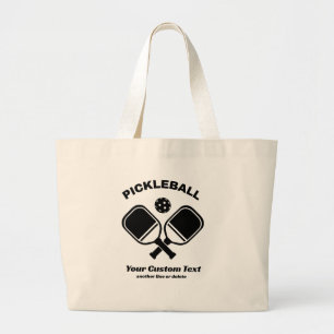 Pickleball Club Pickleball Paddle & Ball Custom Large Tote Bag