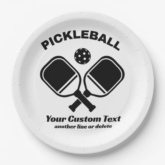 Pickleball Club Pickleball Paddle & Ball Custom Paper Plates (Front)