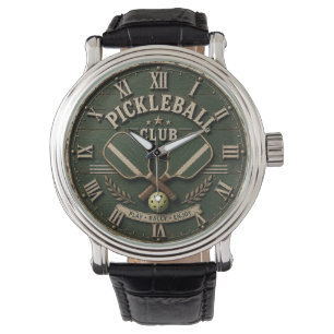 Pickleball Club Rustic Vintage Pickleball Paddle Watch