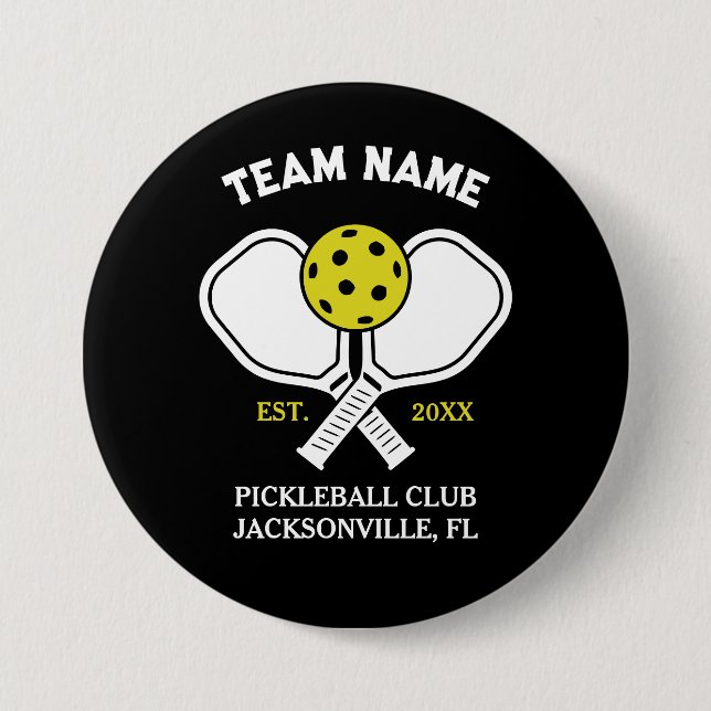 Pickleball Club Team & Custom Pickleball Player Button (Front)