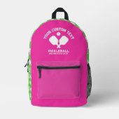 Pickleball Club Team Name Any Colors Personalized Printed Backpack (Front)