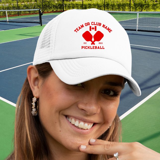 Pickleball Club Team Name Canada Flag Custom Trucker Hat (Creator Uploaded)