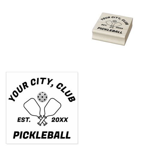 Pickleball Club Team_Paddles  Ball Personalized  Rubber Stamp