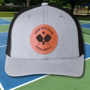 Pickleball Club Team Player Custom Pickle Gift Leather Patch Hat
