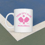 Pickleball Club Team Player Custom Pickler Gift Coffee Mug<br><div class="desc">Perfect for your morning coffee before hitting the pickleball court. This super fun coffee mug features crossed pickleball paddles, a ball and your custom text. Easily change the wording to include your pickleball club name, team name, city/location or any wording of your choice. Also change the font and graphic colors...</div>