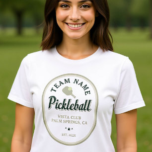 Pickleball Club Team Player Custom Text Green T-Shirt