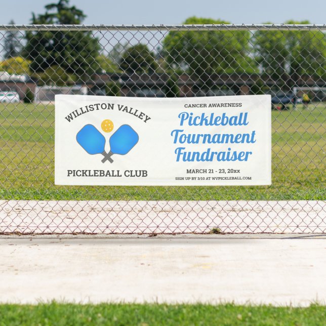 Pickleball Club Tournament Paddles and Ball Custom Banner (Insitu)