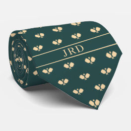 Pickleball Clubs Monogram Name Dark Green Neck Tie