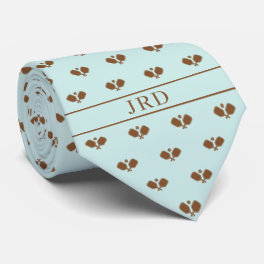 Pickleball Clubs Monogram Name Mid Blue Green Neck Tie