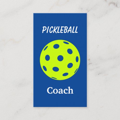 Pickleball Coach Blue Yellow Business Card