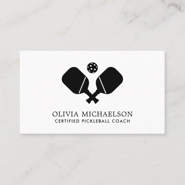 Pickleball Coach Instructor Pro Simple Modern Business Card (Front)
