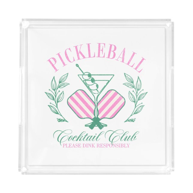 Pickleball Cocktail Club Acrylic Tray (Front)