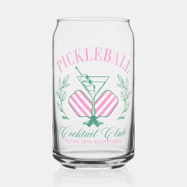 Pickleball Cocktail Club Can Glass (Front)