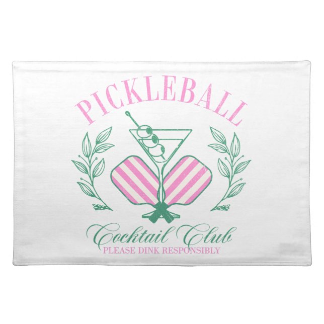 Pickleball Cocktail Club Cloth Placemat (Front)