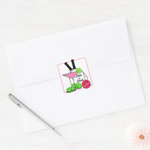 Pickleball Cocktails Dinks & Drinks Personalized Square Sticker