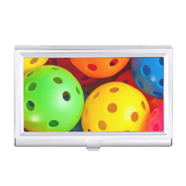 Pickleball Colorful Business Card Case (Front)