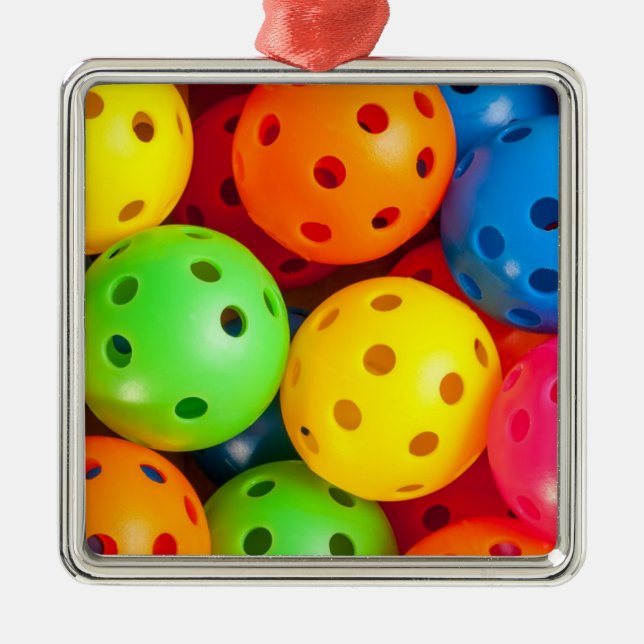 Pickleball Colorful Metal Ornament (Front)